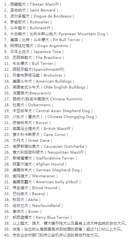 在东莞，这些种类的狗或不能再养了…你小区有吗？